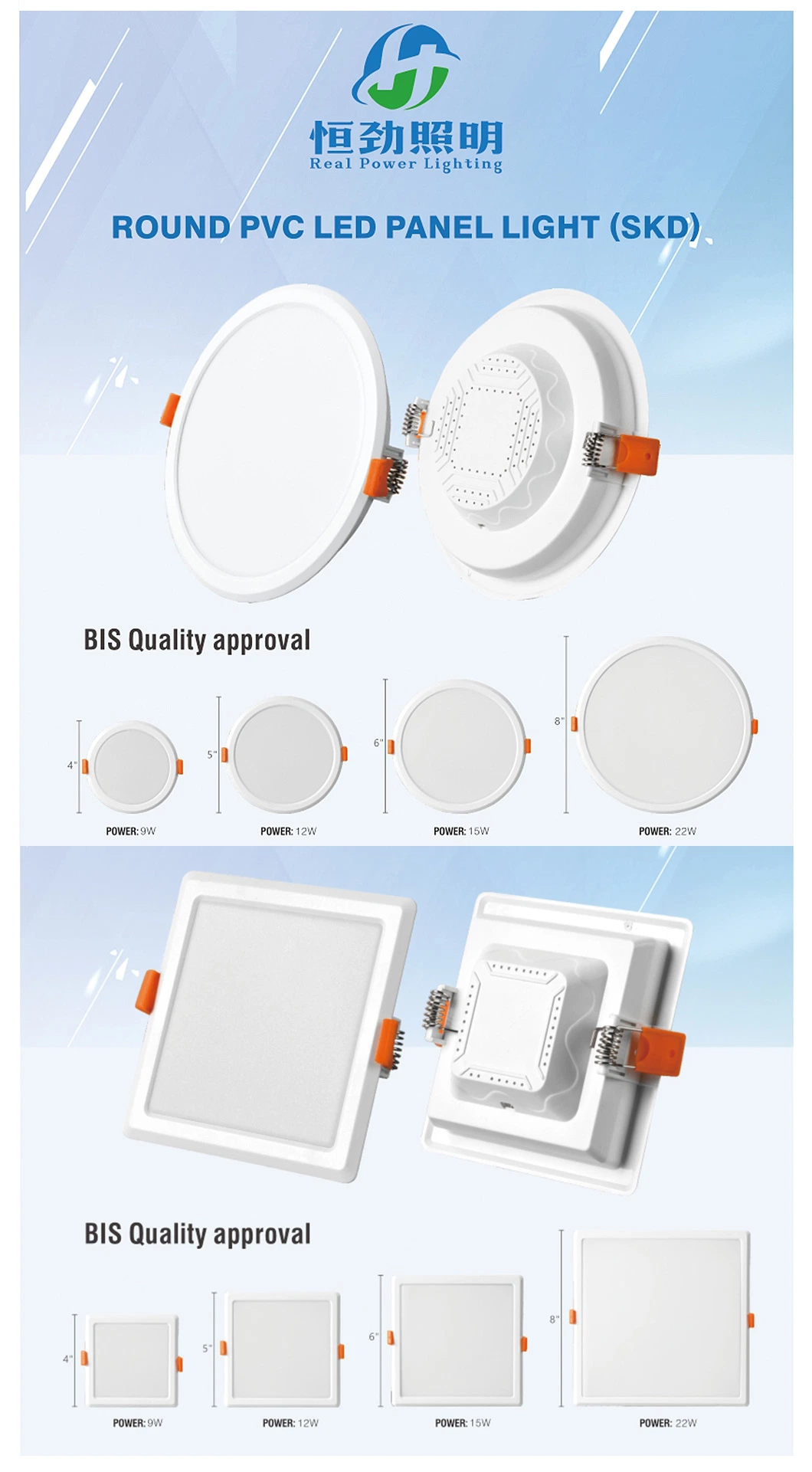 LED Round Panel Lamp 9W12W15W22W with Various Wattages to Choose From